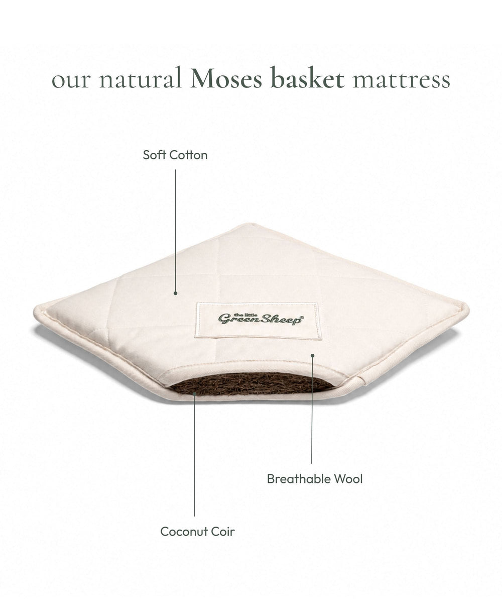 Little Green Sheep Moses Baskets Quilted Moses Basket &amp; Mattress - Floral