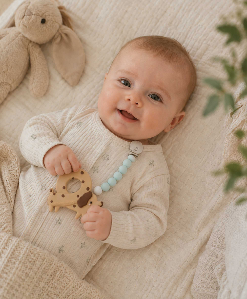 Loulou Lollipop Teethers Loulou Lollipop Pacifier Clip Teething Set - Pretzel Dog