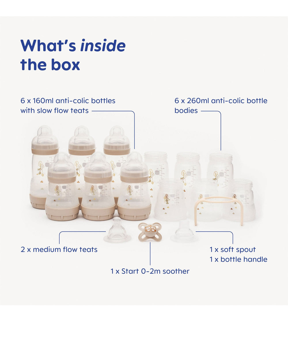 Mam Bottle Feeding MAM Baby Easy Start Anti-Colic Self Sterilising Bottles Newborn 17 Piece Set - Matt Taupe
