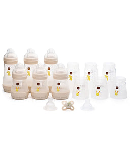Mam Bottle Feeding MAM Baby Easy Start Anti-Colic Self Sterilising Newborn Bottles 17 Piece Set With Bottle Brush - Matt Taupe