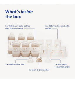 Mam Bottle Feeding MAM Baby Easy Start Anti-Colic Self Sterilising Newborn Bottles 17 Piece Set With Bottle Brush - Matt Taupe