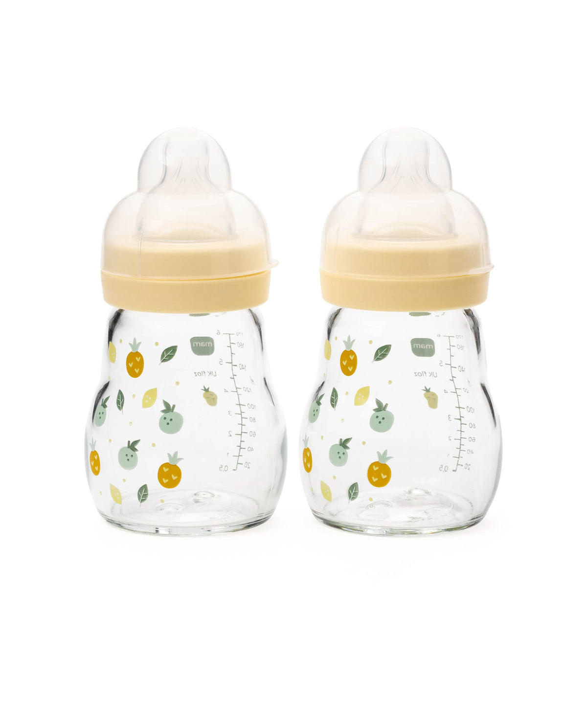 Mam Bottle Feeding MAM Feel Good Glass Bottle 170ml (2 Pack) - Yellow