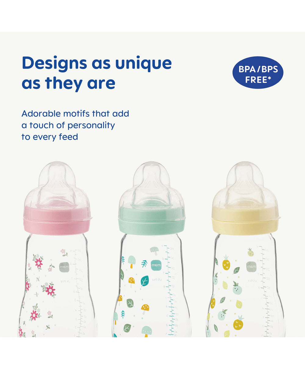 Mam Bottle Feeding MAM Feel Good Glass Bottle 170ml (2 Pack) - Yellow
