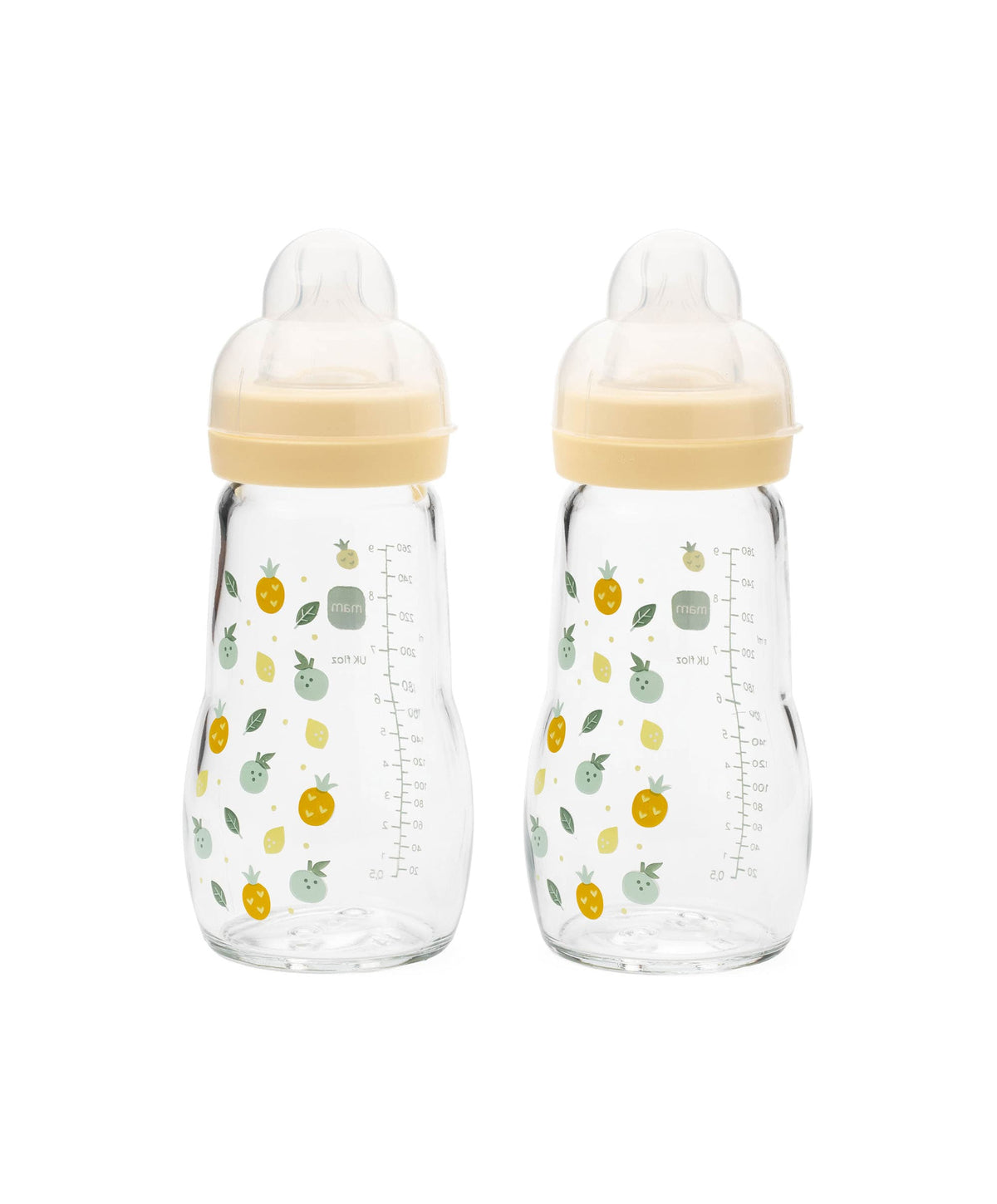 Mam Bottle Feeding MAM Feel Good Glass Bottle 260ml (2 Pack) - Yellow