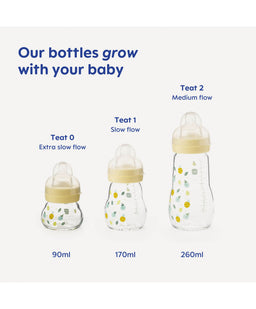 Mam Bottle Feeding MAM Feel Good Glass Bottle 260ml (2 Pack) - Yellow