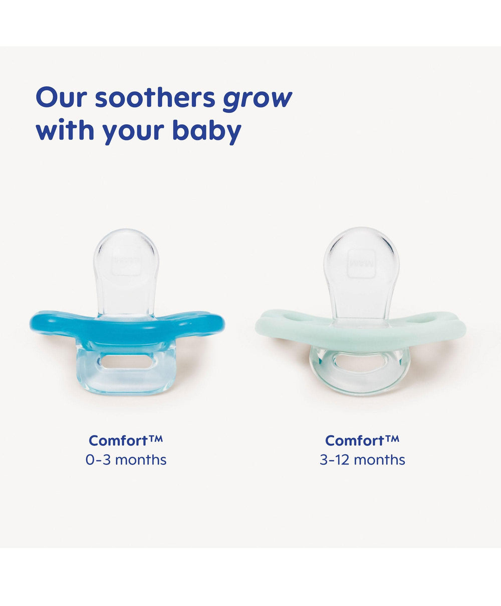 Mam Soothers MAM Comfort Soothers 3-12m (2 Pack) - Blue Grey