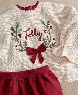 Mamas & Papas 2pc Set Christmas Wreath Top & Leggings Set