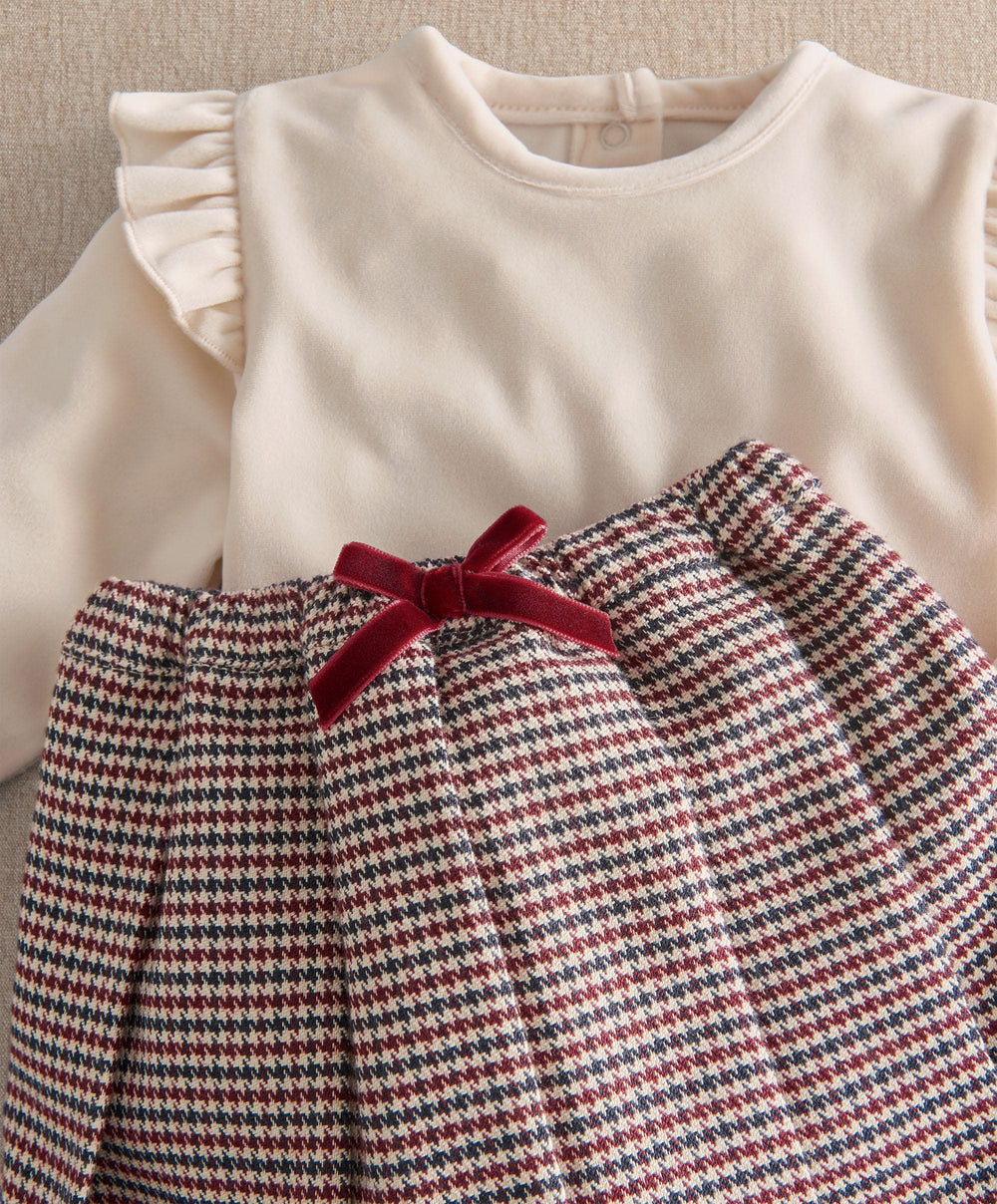 Mamas &amp; Papas 2pc Set Frill Bodysuit &amp; Houndstooth Skirt Set