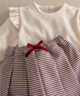 Mamas & Papas 2pc Set Frill Bodysuit & Houndstooth Skirt Set