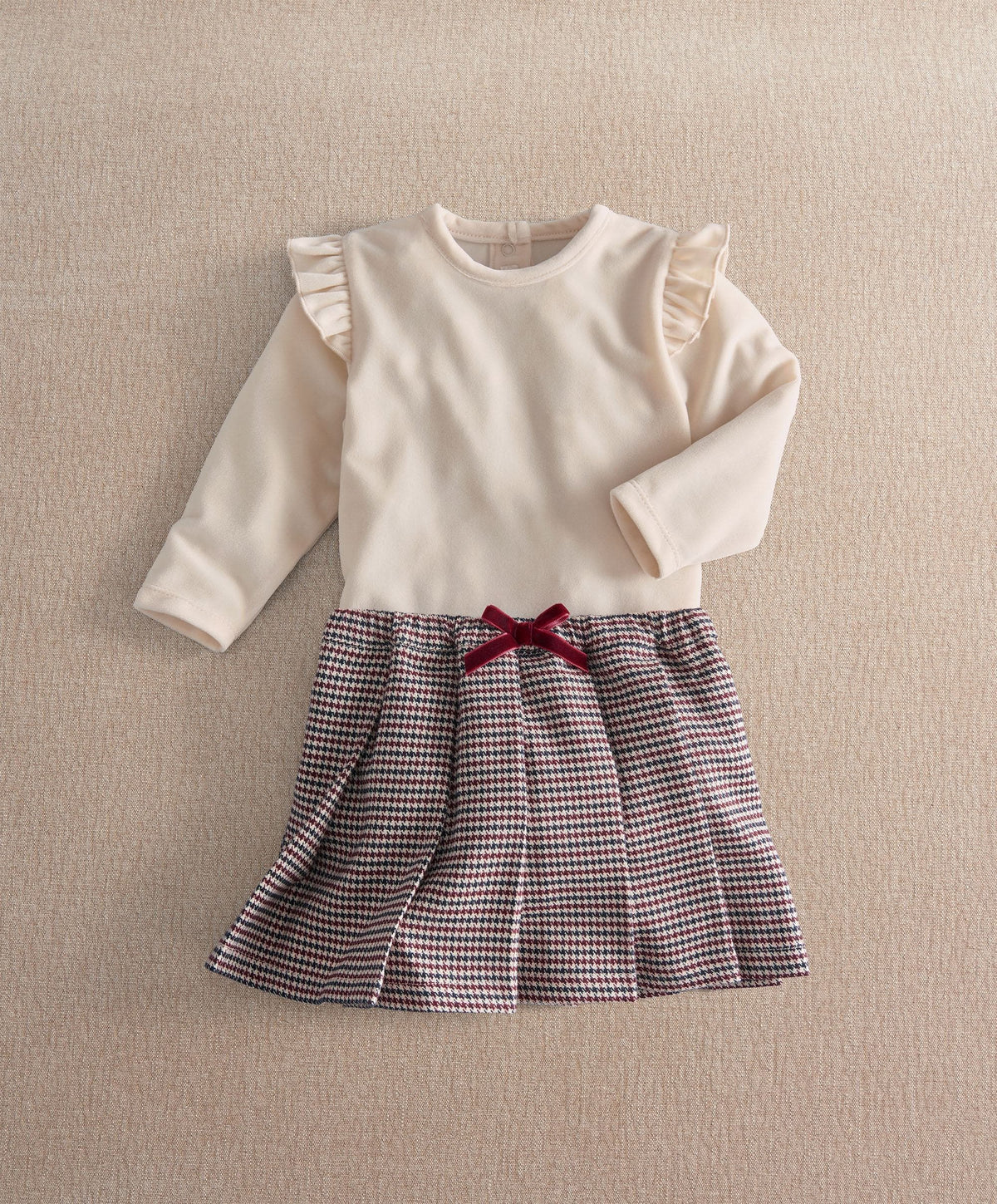 Mamas & Papas 2pc Set Frill Bodysuit & Houndstooth Skirt Set