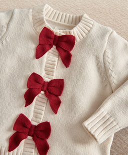 Mamas & Papas 2pc Set Red Bow Knitted Cardigan & Leggings Set