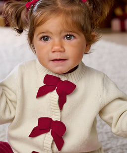 Mamas & Papas 2pc Set Red Bow Knitted Cardigan & Leggings Set