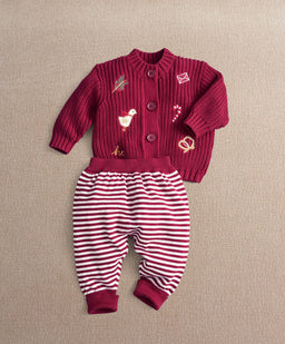 Mamas & Papas 2pc Set Red Christmas Top & Leggings Set