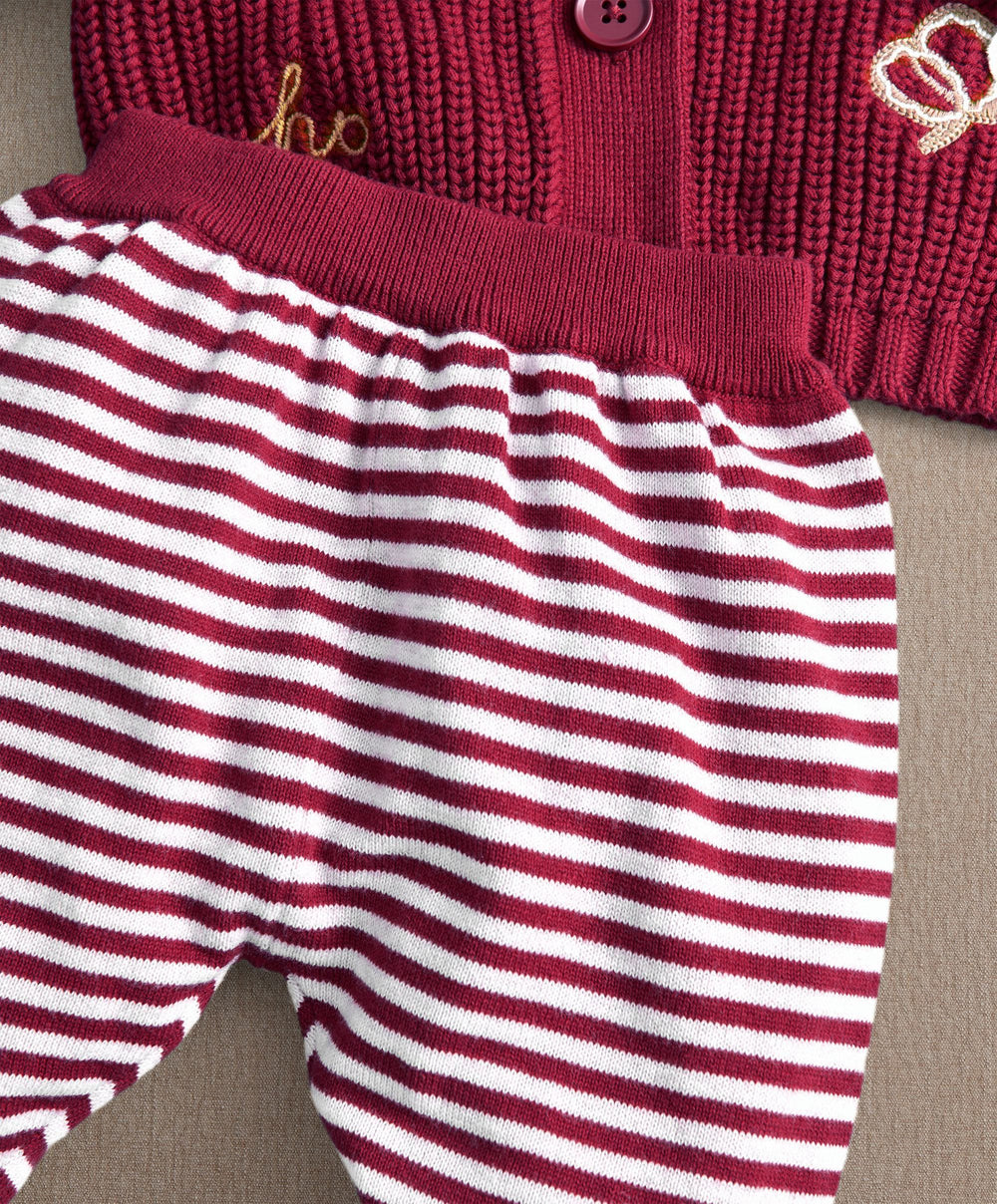 Mamas &amp; Papas 2pc Set Red Christmas Top &amp; Leggings Set