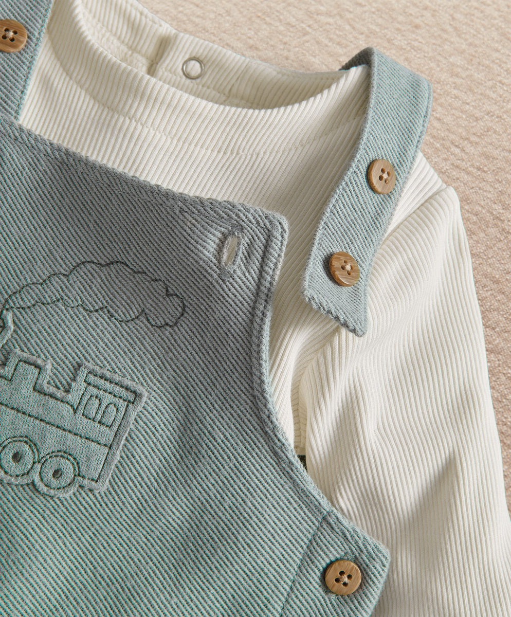 Train Embroidery Dungarees & Long Sleeve Top – Mamas & Papas UK