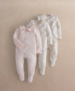 Mamas & Papas All-in-Ones & Bodysuits Bow Velcro Sleepsuit (Pack of 3)