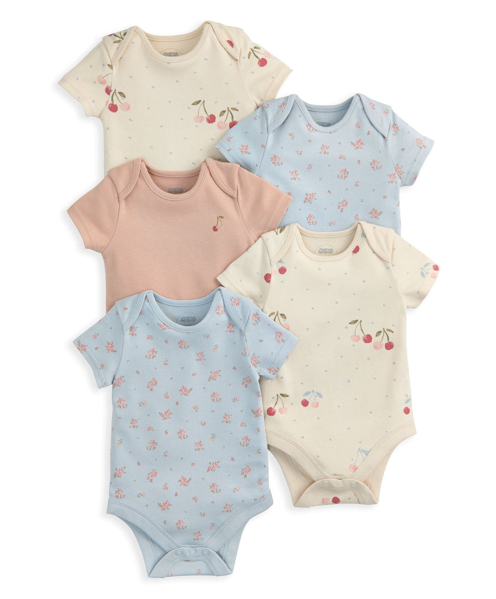 Mamas &amp; Papas All-in-Ones &amp; Bodysuits Cherries Short Sleeve Bodysuits (Pack of 5)