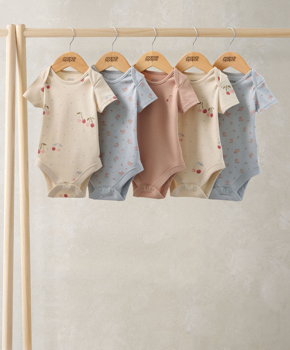 Mamas &amp; Papas All-in-Ones &amp; Bodysuits Cherries Short Sleeve Bodysuits (Pack of 5)