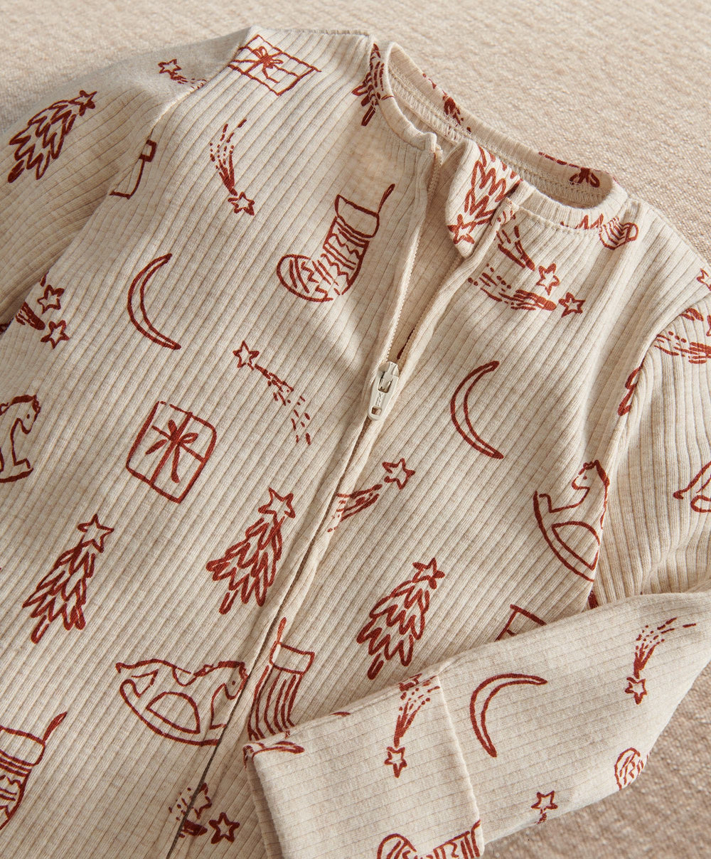 Mamas &amp; Papas All-in-Ones &amp; Bodysuits Christmas Printed  Zip Sleepsuit