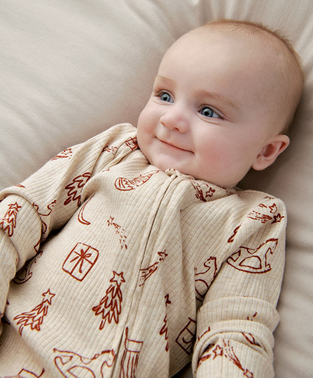 Mamas &amp; Papas All-in-Ones &amp; Bodysuits Christmas Printed  Zip Sleepsuit