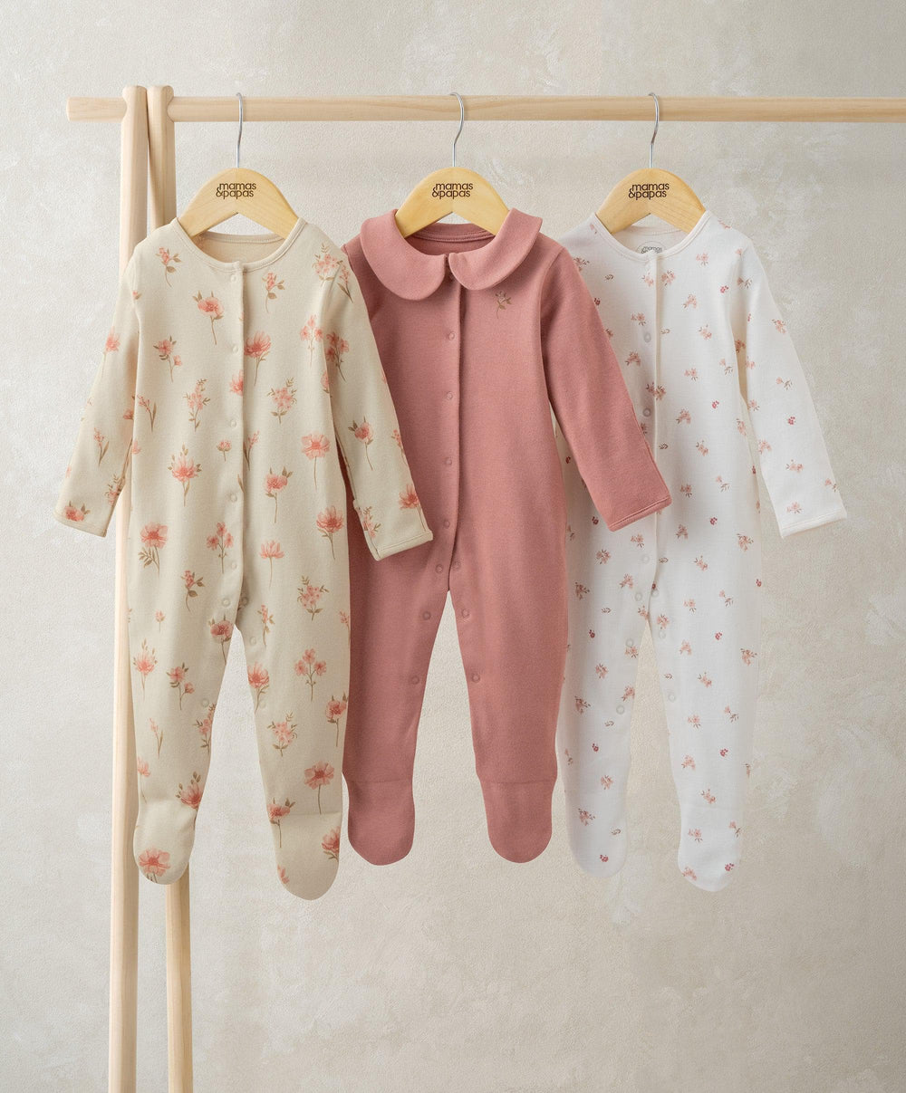 Mamas &amp; Papas All-in-Ones &amp; Bodysuits Dusky Floral Sleepsuits (Pack of 3)