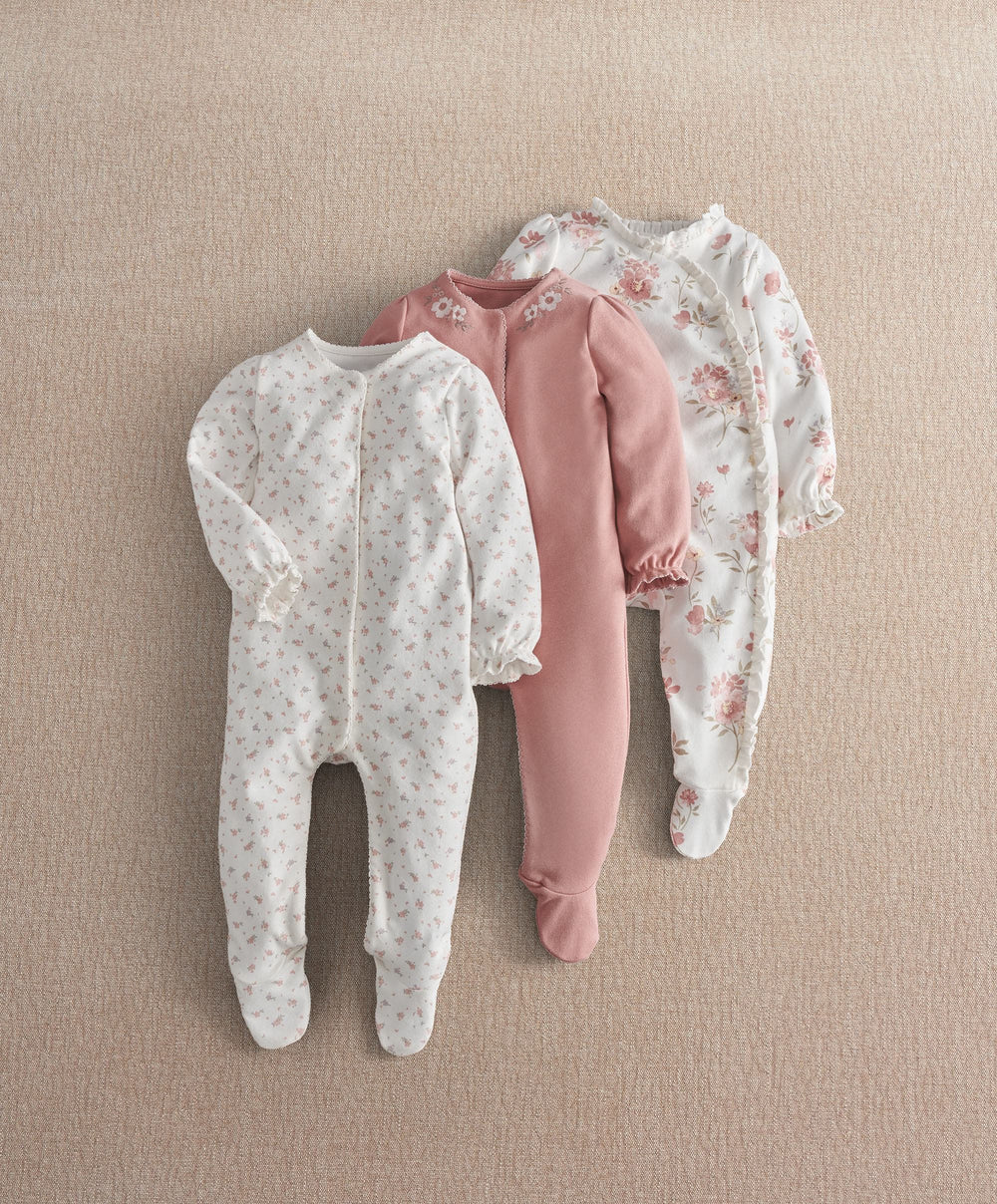 Mamas &amp; Papas All-in-Ones &amp; Bodysuits Floral &amp; Forest Sleepsuit (Pack of 3)