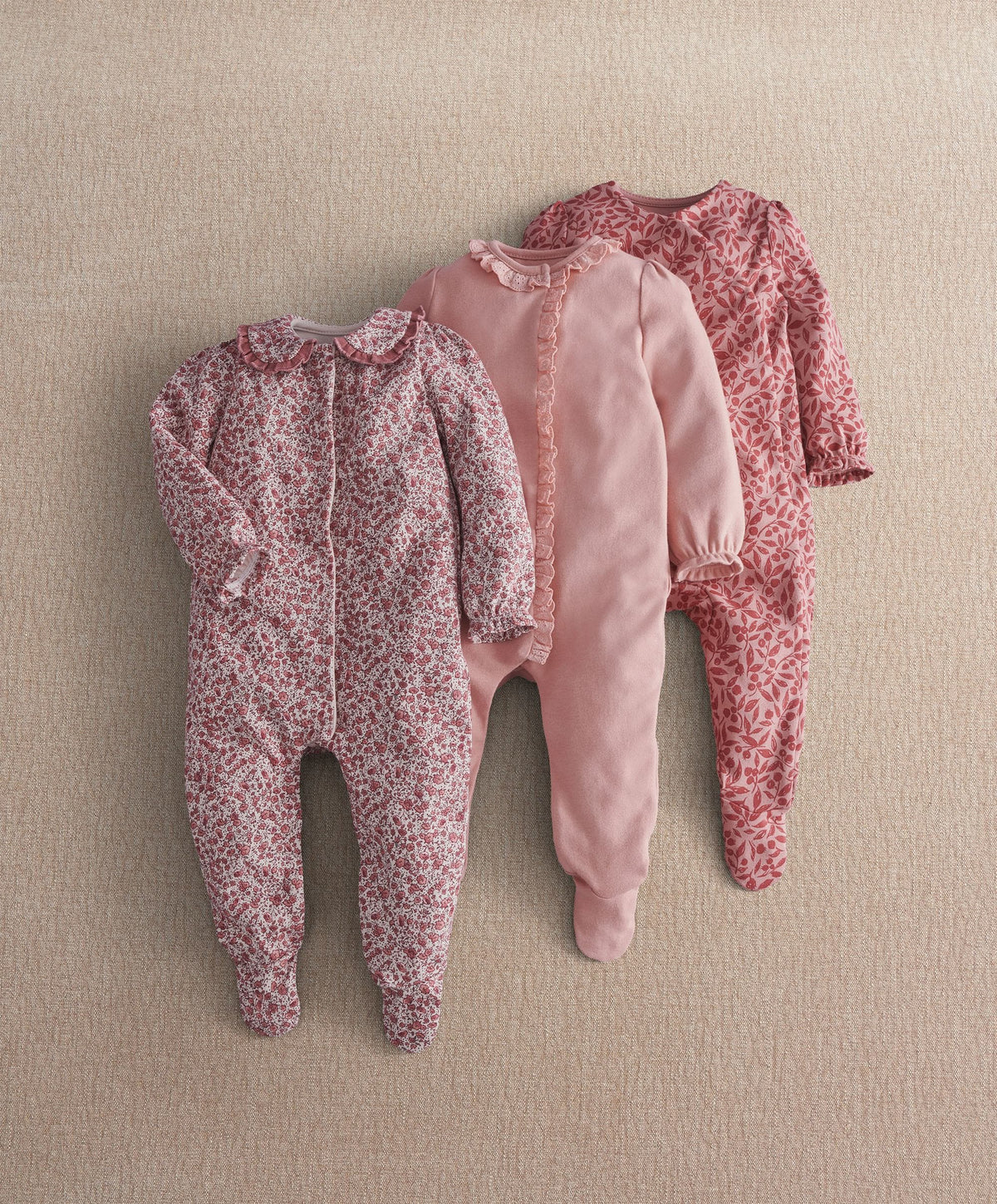 Mamas & Papas All-in-Ones & Bodysuits Floral Frill Detail Sleepsuit