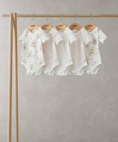 Mamas & Papas All-in-Ones & Bodysuits Flower Bodysuits (Set of 5) - Pink