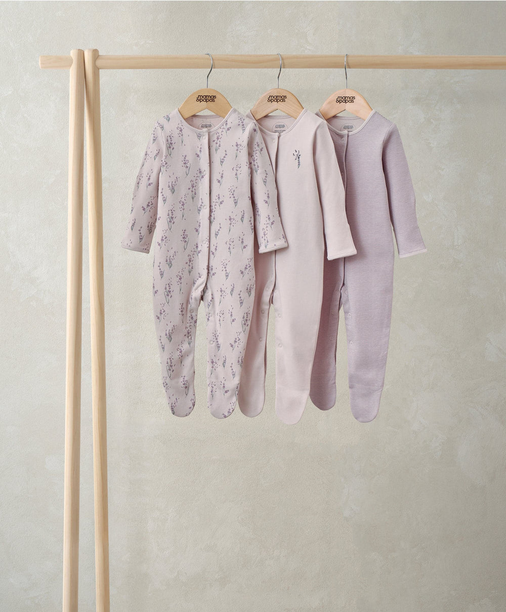 Mamas &amp; Papas All-in-Ones &amp; Bodysuits Lavendar Sleepsuits (Pack of 3)
