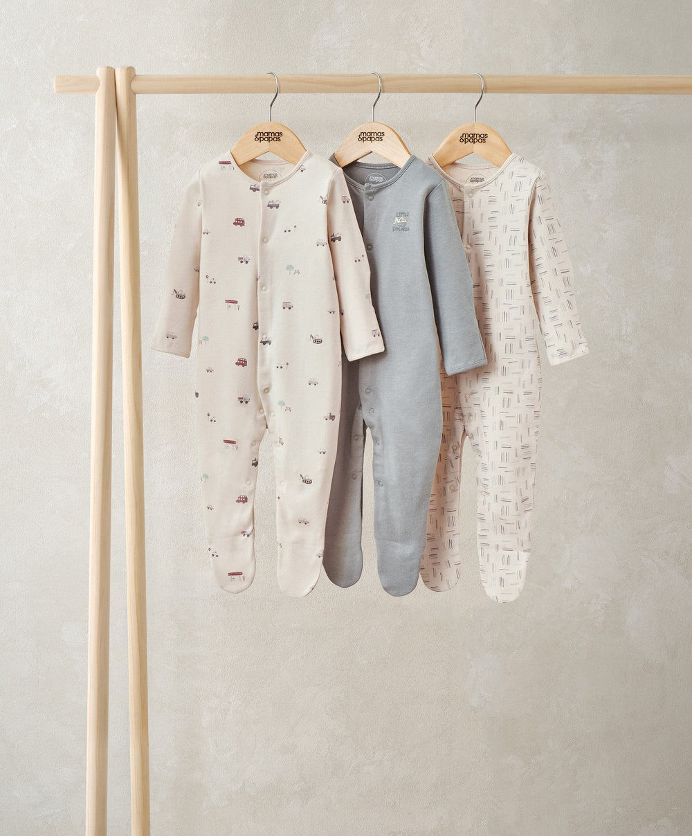 Mamas &amp; Papas All-in-Ones &amp; Bodysuits Little Explorer Sleepsuits (Pack of 3)