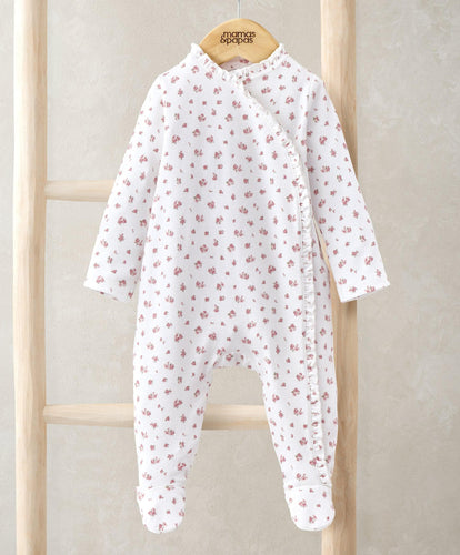 Mamas & Papas All-in-Ones & Bodysuits Long Sleeve Frill All in One - Ditsy Rose Print