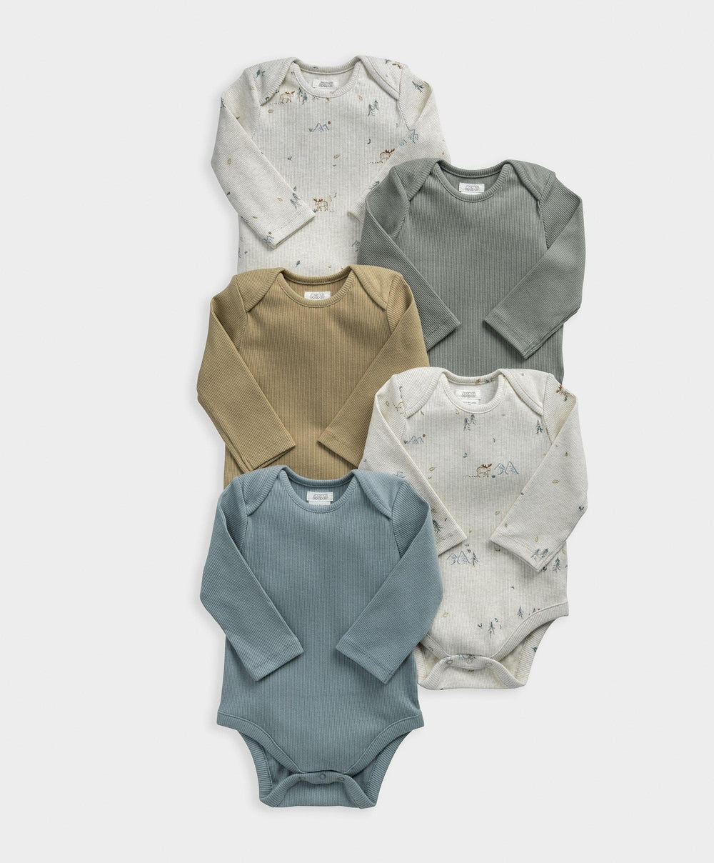 Mamas &amp; Papas All-in-Ones &amp; Bodysuits Moose Longsleeve Bodysuits (Pack of 5)