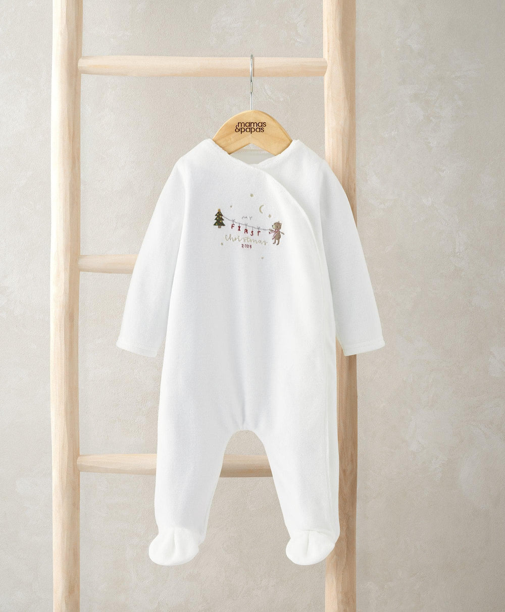 Mamas &amp; Papas All-in-Ones &amp; Bodysuits My First Christmas Velour All-in-one