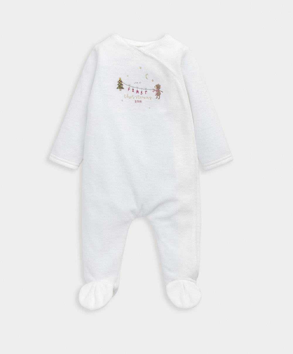 Mamas &amp; Papas All-in-Ones &amp; Bodysuits My First Christmas Velour All-in-one