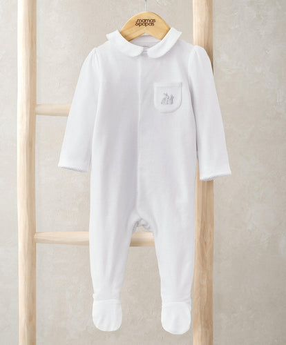 Mamas & Papas All-in-Ones & Bodysuits Peter Pan Collar All-In-One - Rabbit Embroidery