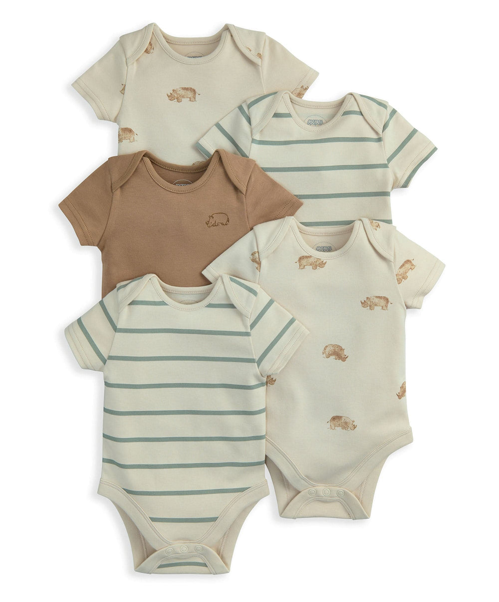 Mamas &amp; Papas All-in-Ones &amp; Bodysuits Rhino Short Sleeve Bodysuits (Pack of 5)