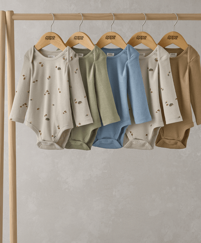 Mamas & Papas All-in-Ones & Bodysuits Ribbed Long-Sleeve Bodysuits (Set of 5) - Autumn