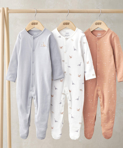 Mamas & Papas All-in-Ones & Bodysuits Sleepsuits (Pack of 3) - Dino Print