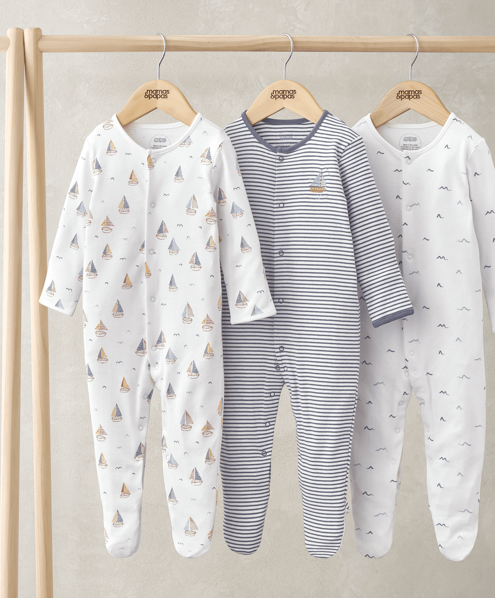 Sleepsuits (Pack of 3) - Nautical Print
