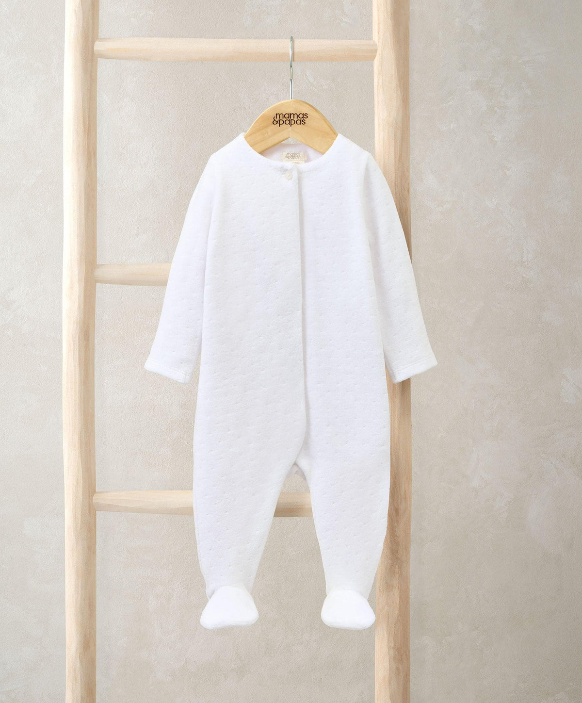 Mamas & Papas All-in-Ones & Bodysuits Textured Velour All In One – White
