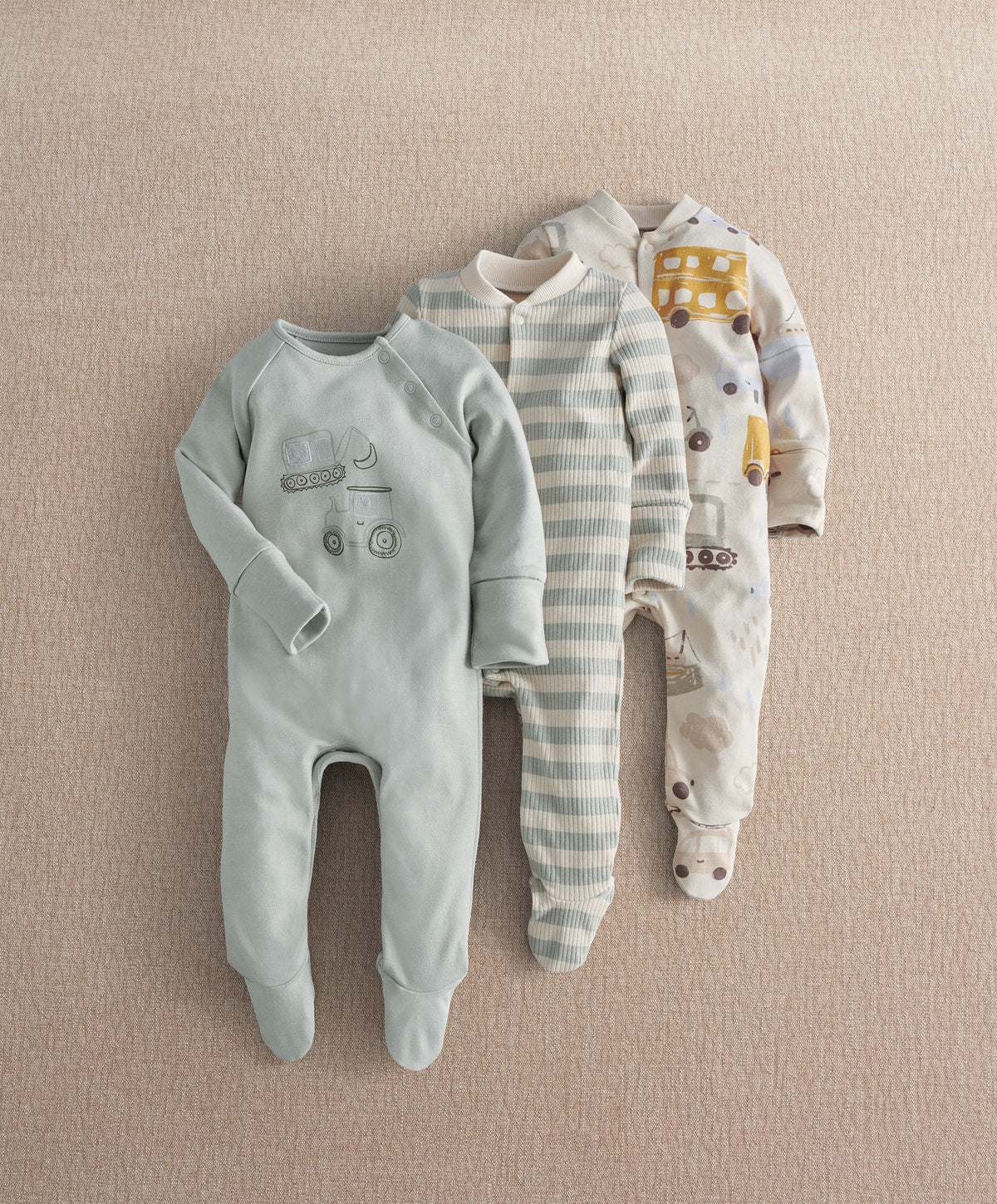 Mamas & Papas All-in-Ones & Bodysuits Transport Sleepsuits (Pack of 3)