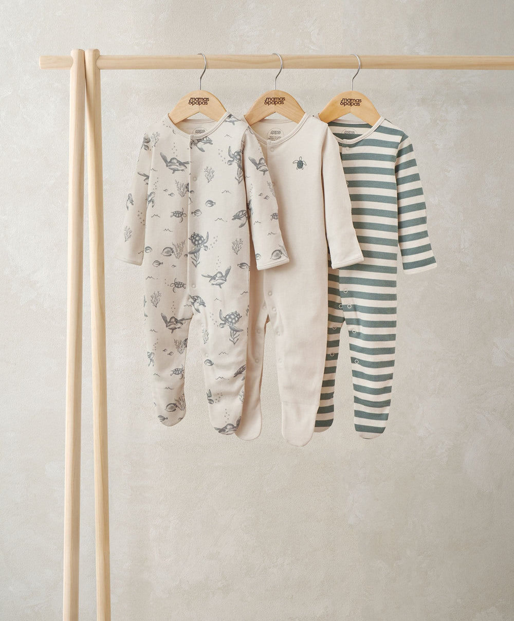 Mamas &amp; Papas All-in-Ones &amp; Bodysuits Under the Sea Sleepsuits (Pack of 3)
