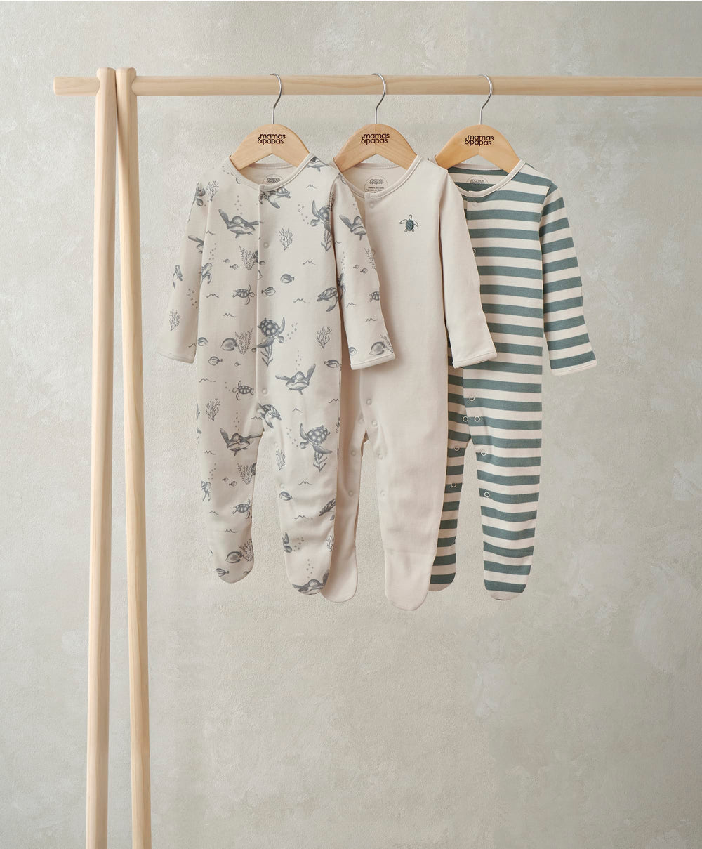 Mamas &amp; Papas All-in-Ones &amp; Bodysuits Under the Sea Sleepsuits (Pack of 3)
