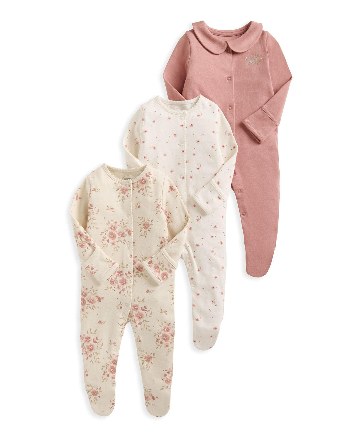 Watercolour Floral Sleepsuits (Pack of 3) Mamas & Papas UK