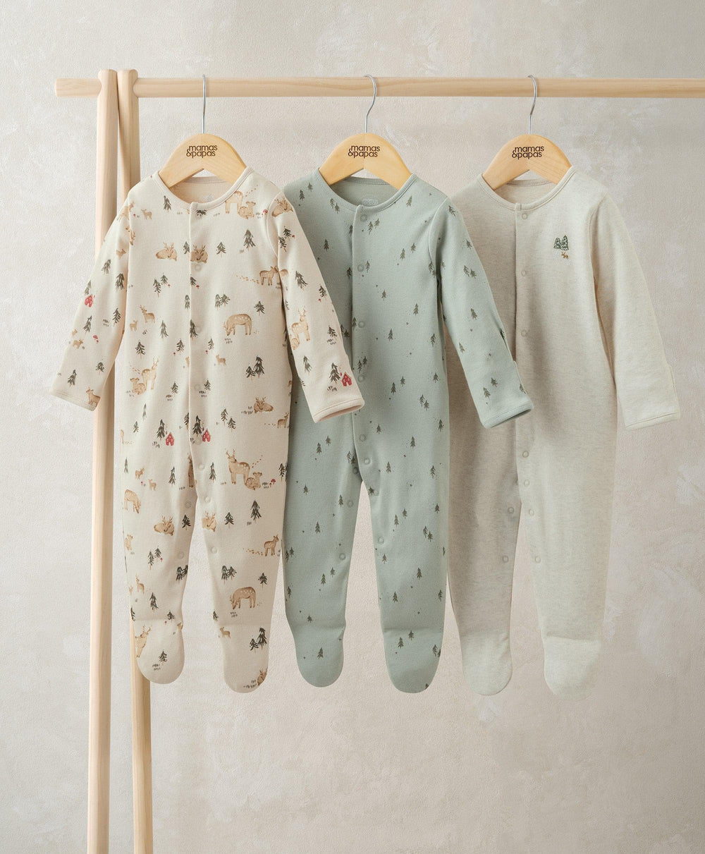 Mamas &amp; Papas All-in-Ones &amp; Bodysuits Winter Woodland Sleepsuits (Pack of 3)