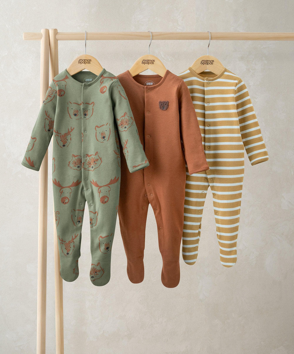 Mamas &amp; Papas All-in-Ones &amp; Bodysuits Woodland Animals Sleepsuits (Pack of 3)