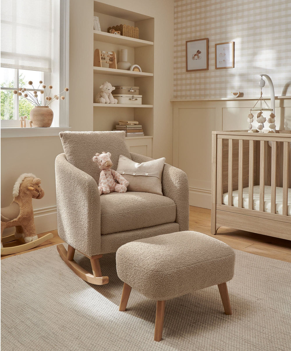 Mamas &amp; Papas Alma Nursing Chair &amp; Stool - Fawn Boucle