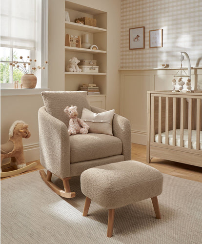 Mamas & Papas Alma Nursing Chair & Stool - Fawn Boucle