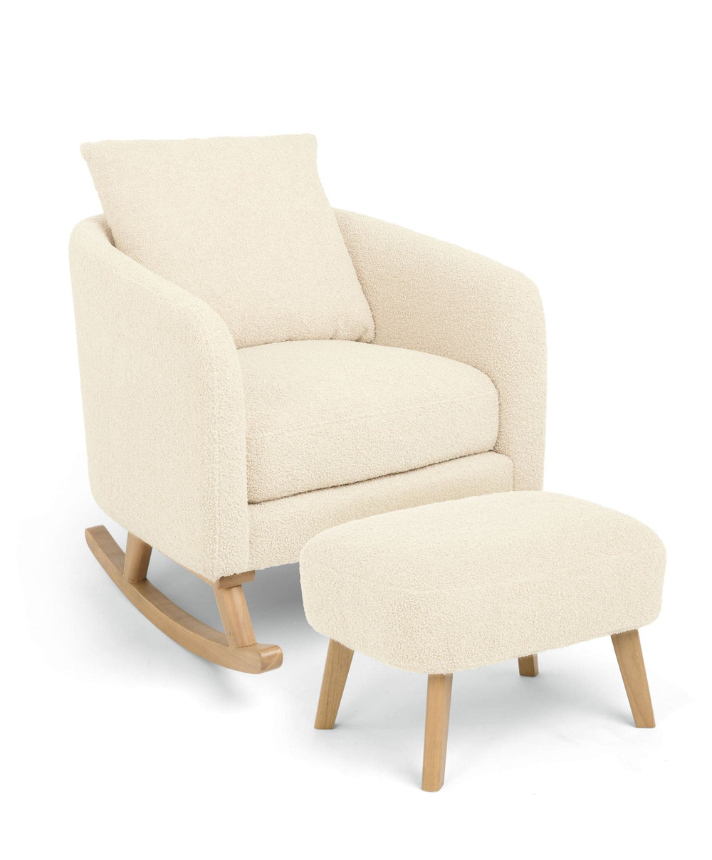 Mamas &amp; Papas Alma Nursing Chair &amp; Stool - Off White Boucle