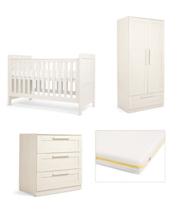 Mamas & Papas Atlas Nursery Furniture & Essential Airflow Pocket Spring Cotbed Mattress Bundle - Stone